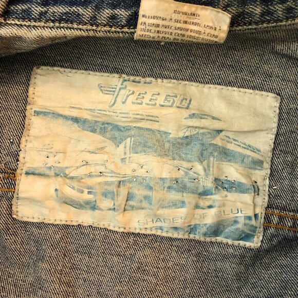 Freego Mens Denim Jacket Western Rhinestones Embellished Vintage Retro Trucker M - Picture 7 of 8